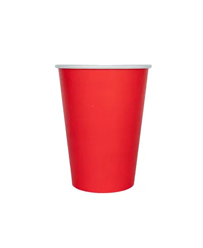 Jollity & Co Solid Shade Colors Paper Party Cups, Set Of 8 In Red