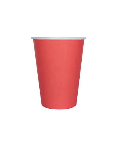 Jollity & Co Solid Shade Colors Paper Party Cups, Set Of 8 In Red
