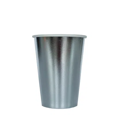 Jollity & Co Solid Shade Colors Paper Party Cups, Set Of 8 In Silver