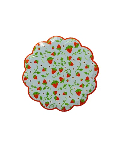 Jollity & Co Strawberry Picnic Scalloped Small Plates, Set Of 8 In Multi