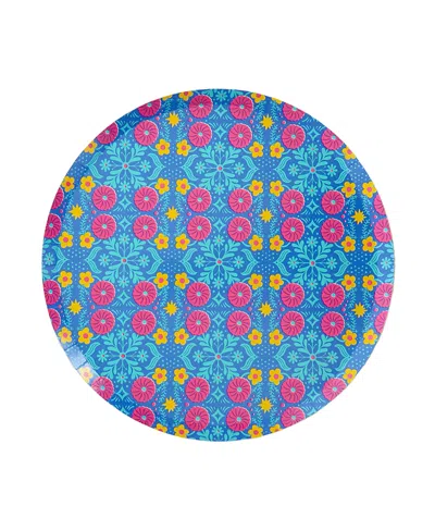Jollity & Co Taco 'bout A Party Floral Fiesta Large Paper Plates, Set Of 8 In Blue
