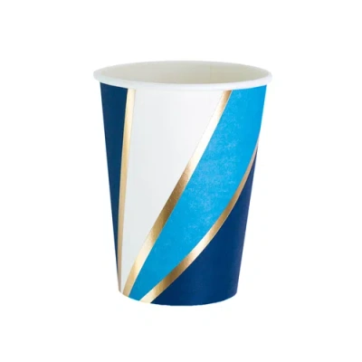 Jollity & Co . The Markle Blue And Gold 12 oz Paper Cups