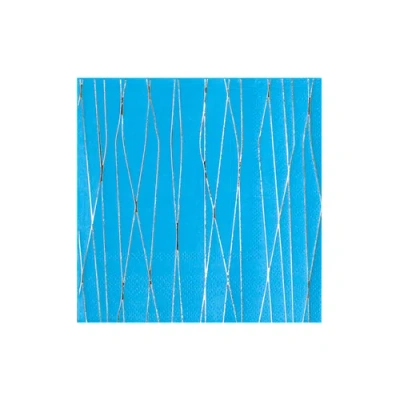 Jollity & Co . The Markle Blue And Gold Cocktail Napkins In Multi
