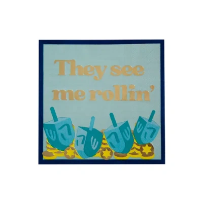 Jollity & Co . They See Me Rollin' Hanukkah Cocktail Napkins In Multi
