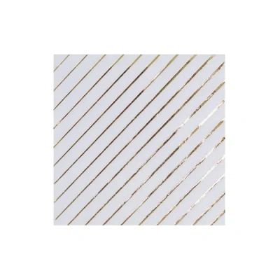 Jollity & Co White & Gold Striped Cocktail Napkins In Multi