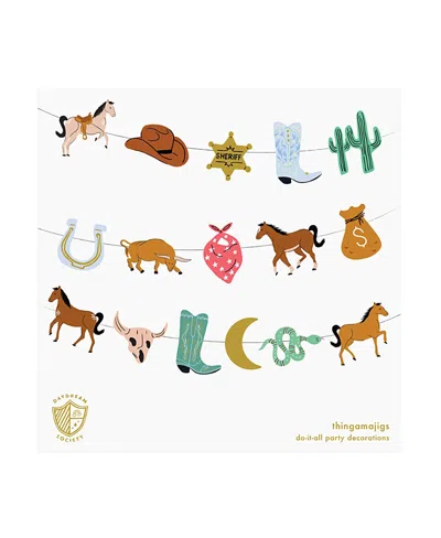 Jollity & Co Yeehaw Cowboy Birthday Garland, Set Of 16 Pieces And Hanging Twine In Multi