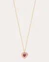 Jolly Bijou Women's Heart 14k Gold Coral And Ruby Pendant Necklace In Pink