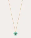 Jolly Bijou Women's Heart 14k Gold Chrysoprase And Emerald Pendant Necklace In Green