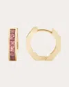 Jolly Bijou 14k Gold Otto Pink Sapphire Earrings In Pink