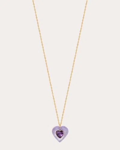 Jolly Bijou Women's Purple Sapphire & Amethyst Heart Pendant Necklace
