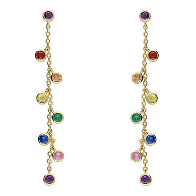 Jollz Jewellery Women's Gold Vermeil Colourful Drop Earrings