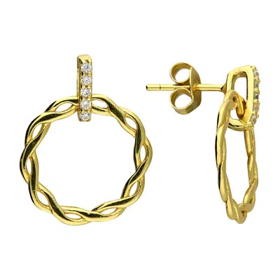 Jollz Jewellery Women's Gold Vermeil Entwined Circle Drop Earrings