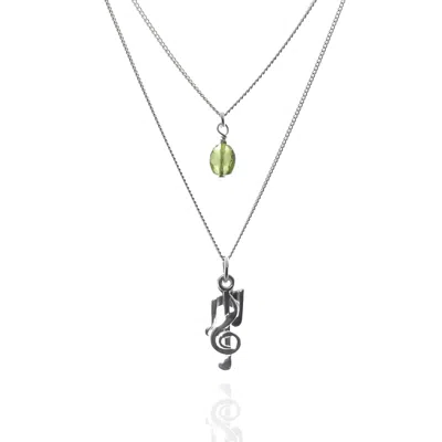 Jollz Jewellery Women's Peridot & Music Notes Necklace