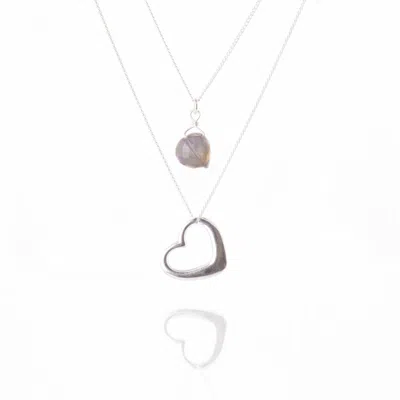 Jollz Jewellery Women's Pink / Purple / Silver Multiway Hanging Heart & Heart Carved Ametrine
