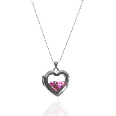 Jollz Jewellery Women's Red / Silver Rubies Heart Locket Necklace