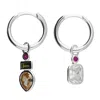 Jollz Jewellery Women's Silver Asymmetric Multicolour Huggie Hoop
