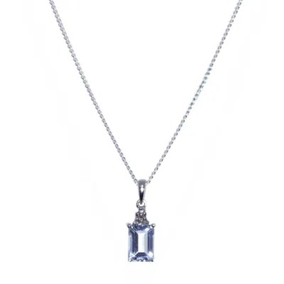 Jollz Jewellery Women's Silver / Blue Sterling Silver Blue Topaz And Diamond Necklace