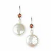 Jollz Jewellery Women's Silver Coin Pearl & Garnet Wire Earrings