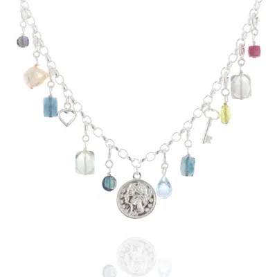 Jollz Jewellery Women's Silver Multi Charm Necklace