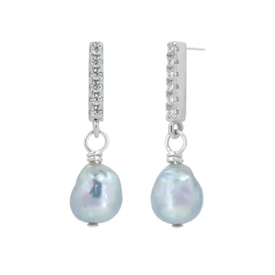 Jollz Jewellery Women's Sterling Silver Baroque Akoya Drop Earrings