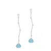Jollz Jewellery Women's Sterling Silver Twig & Aquamarine Drop Earrings