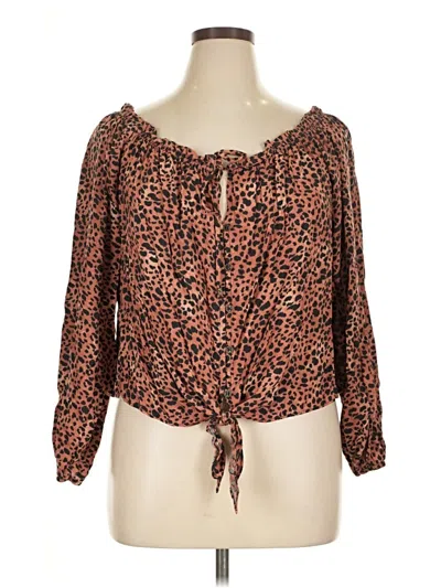 Pre-owned Jolt 3/4 Sleeve Blouse In Brown