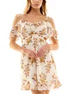 Jolt Juniors Womens Wedding Guest Mini Fit & Flare Dress In Multi