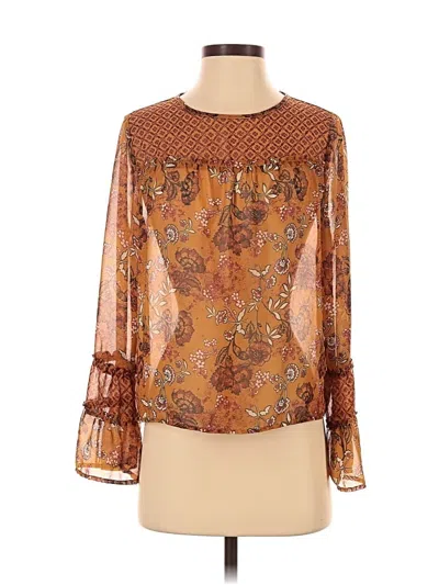 Pre-owned Jolt Long Sleeve Blouse In Brown