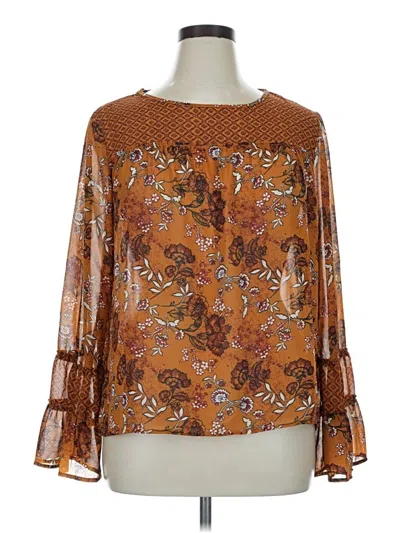 Pre-owned Jolt Long Sleeve Blouse In Brown