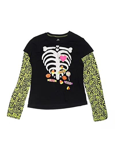 Pre-owned Jolt Kids' Long Sleeve Top Black Sweetheart Neckline Tops