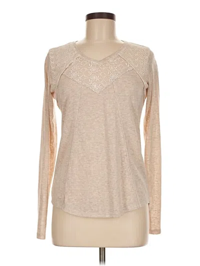 Pre-owned Jolt Long Sleeve Top Tan Crew Neck Tops