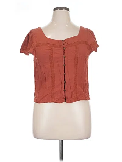 Pre-owned Jolt Short Sleeve Top Orange Square Neckline Tops