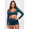 Jolyn Avalon Long Sleeve Crop Rashie In Green