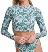 Jolyn Moana Long Sleeved Crop Rashguard Top In Vista In Green