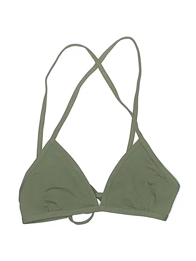 Pre-owned Jolyn Swimsuit Top Green Solid Pattern Swimwear