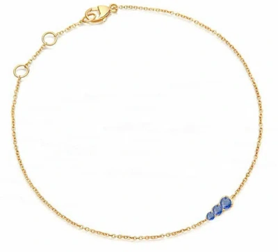 Pre-owned J.o.n 14k Gold 0.07ct Natural Blue Sapphire Gemstone Minimalist Bracelet-jewelzofny