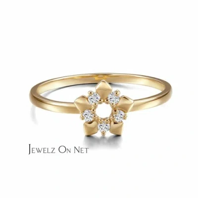 Pre-owned J.o.n 14k Gold 0.08 Ct Natural Diamond Star Design Christmas Gift Ring-jewelzofny In White