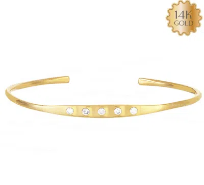 Pre-owned J.o.n 14k Gold 0.15 Ct Natural Diamond Open Cuff Bangle Bracelet-jewelzofny In White