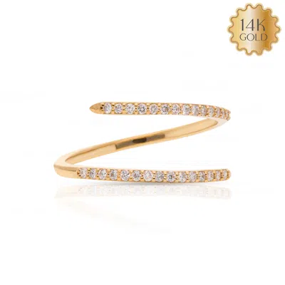 Pre-owned J.o.n 14k Gold 0.20 Ct Natural Diamond Open Wrap Ring Size-3 To 8 Us-jewelzofny In White