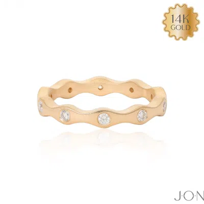 Pre-owned J.o.n 14k Gold 0.20ct Natural Flush Set Diamond Curved Wedding Band Ring-jewelzofny In White