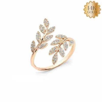 Pre-owned J.o.n 14k Gold 0.22 Ct Natural Diamond Feather Ring Size - 3 To 8 Us-jewelzofny In White