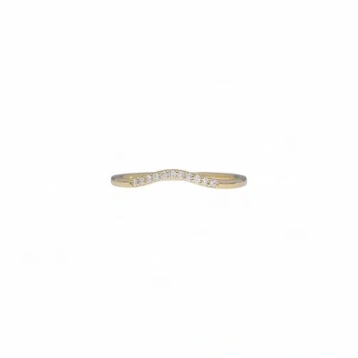 Pre-owned J.o.n 14k Gold Genuine Diamond 0.05 Ct. Chevron Ring Jewelry Size-3 To 8 Us In White