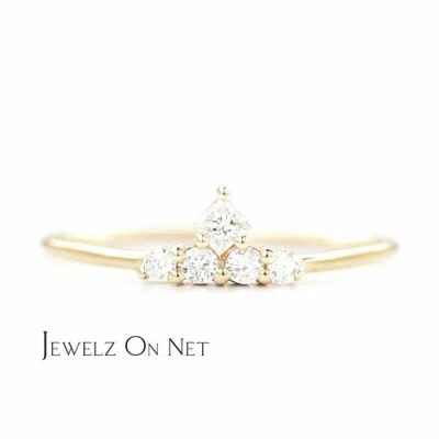 Pre-owned J.o.n 14k Gold Genuine Round And Princess Cut Diamond Wedding Ring Fine Jewlery In Yellow