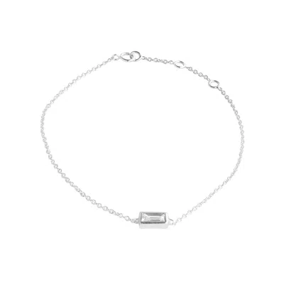 Pre-owned J.o.n 950 Platinum 0.10ct Natural 4x2 Mm Baguette Diamond Wedding Chain Fine Bracelet In Yellow