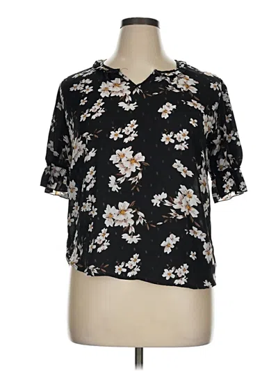 Pre-owned Jon & Anna Short Sleeve Blouse In Black