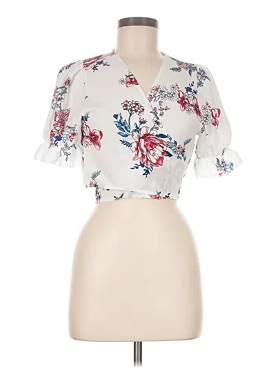 Pre-owned Jon & Anna Short Sleeve Blouse In White