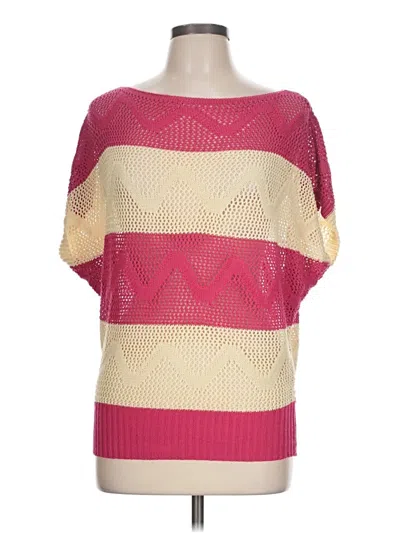 Pre-owned Jon & Anna Short Sleeve Top Pink Color Block Pattern Strapless Neckline Tops
