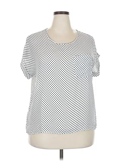 Pre-owned Jon & Anna Short Sleeve Top Silver Polka Dots Pattern Square Neckline Tops