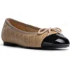 Jon Josef Belle Quilted Ballerina Flat In Black/tan Combo