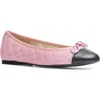 Jon Josef Belle Quilted Ballerina Flat In Pink/black Combo